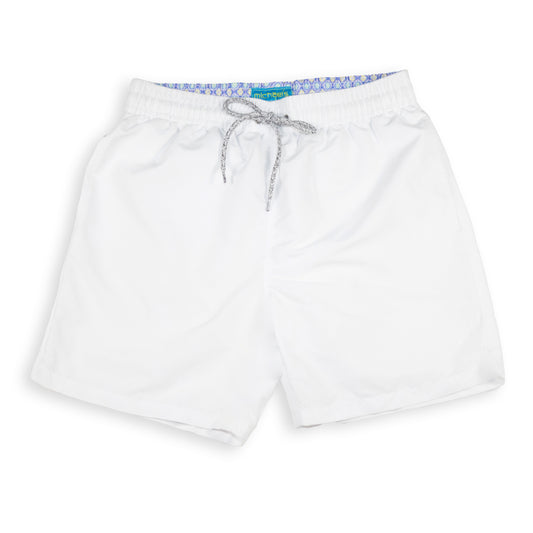 Men's Mesh Liner Swim Trunks - Solid Linen White