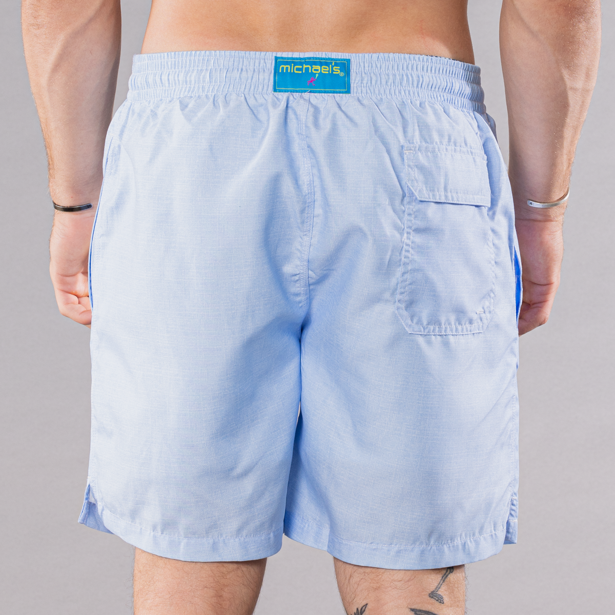 Men's Cyclist Liner Swim Trunks - Solid Linen Sky