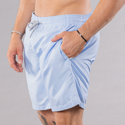 Men's Cyclist Liner Swim Trunks - Solid Linen Sky